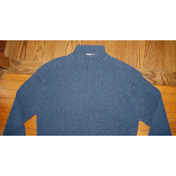 Vintage 90s St Johns Bay Blue Ribbed Mock Neck Mens 2XL Sweater Made Australia - Picture 2 of 8
